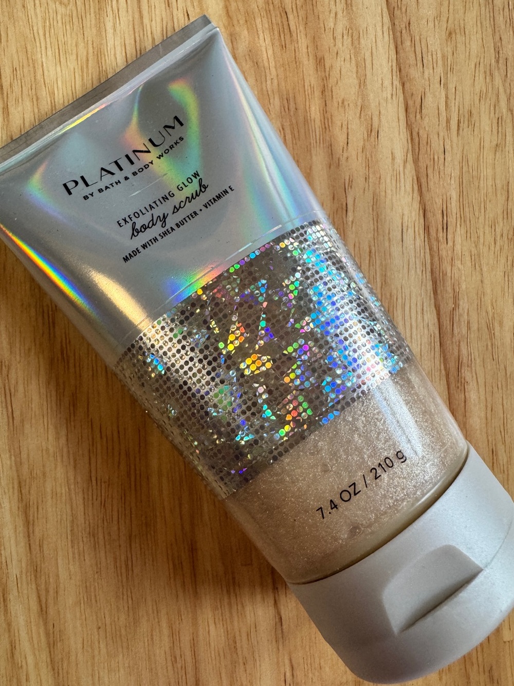 Bath & Body Works Platinum Exfoliating Glow Body Scrub — Holographic Silver